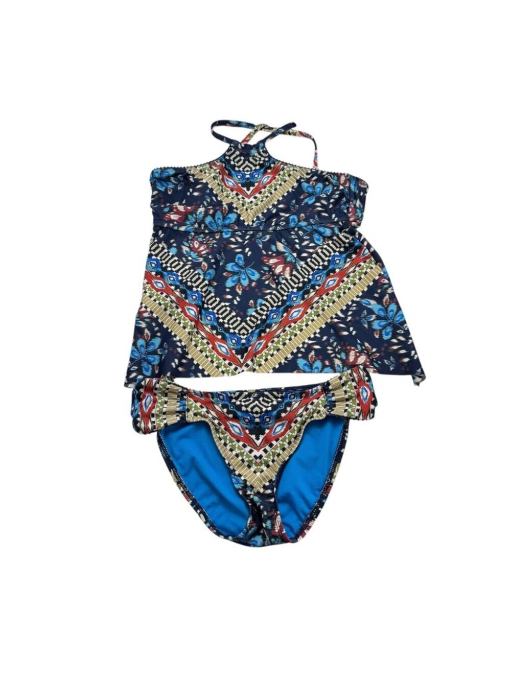 Lucky Brand Bathing Suit 2 Piece Tankini Size S/M Multicolor Beach Pool Summer